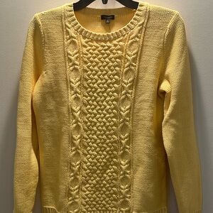 NWT Talbots Yellow Cable Knit Sweater Size Small